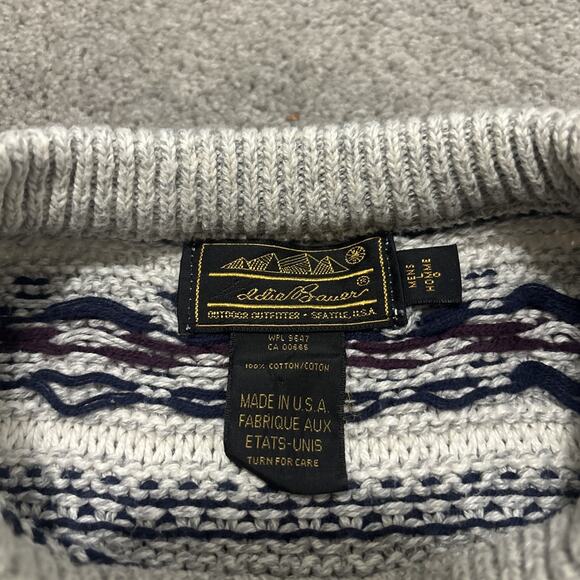 VINTAGE Eddie Bauer Sweater Men Large Pullover Nordic Fair Isle 90s Holiday - Picture 2 of 7